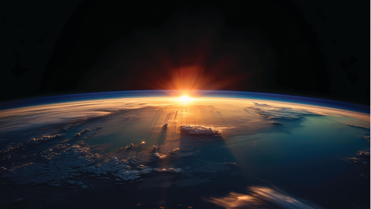 Sun on the horizon from space