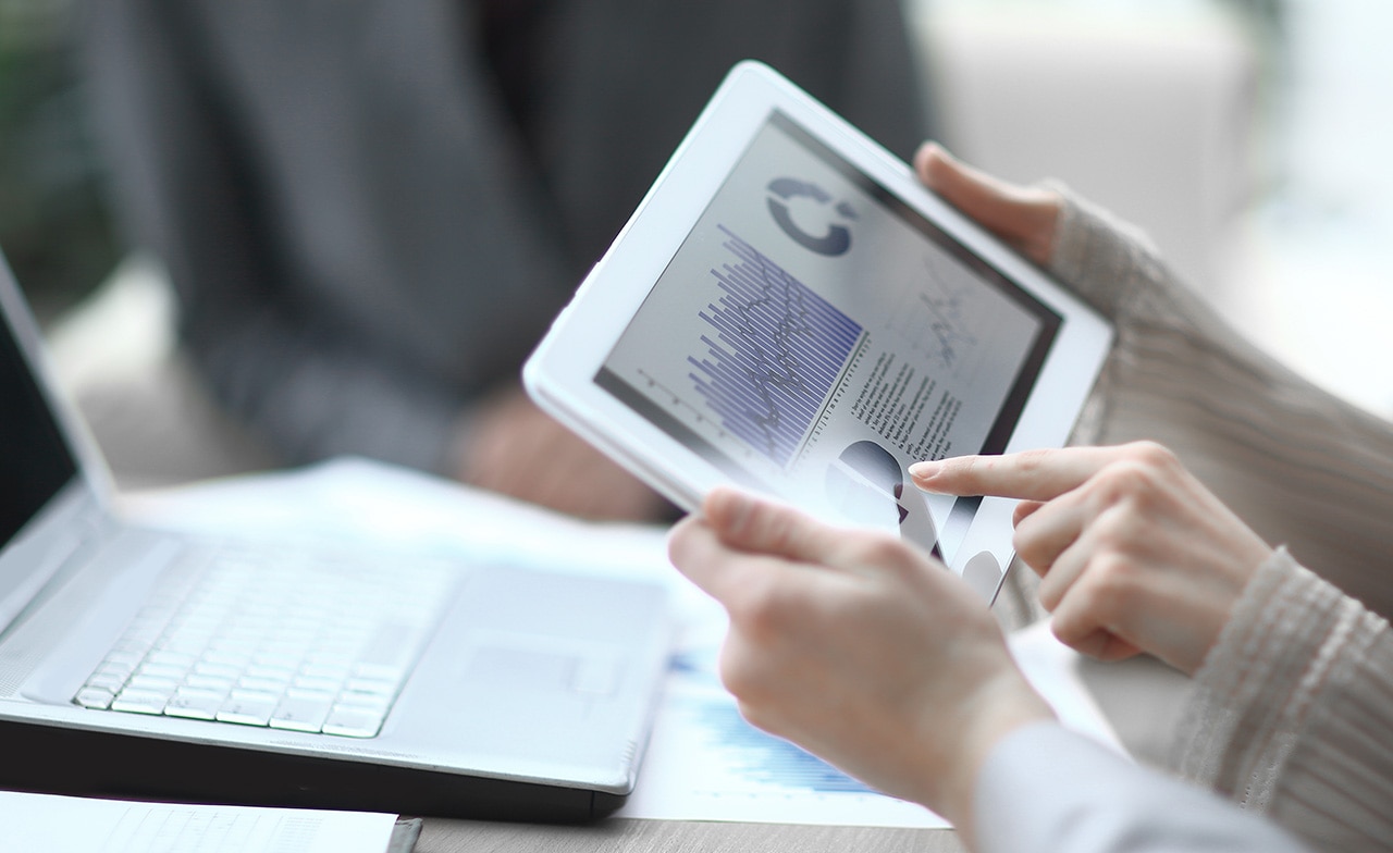 Financial graphics on a tablet Financial graphics on a tablet