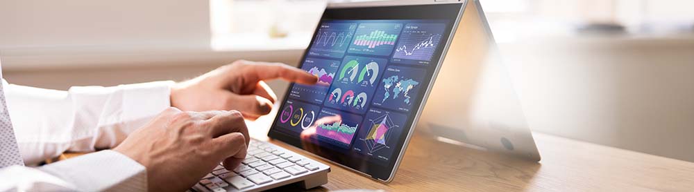 Finger selecting data on a tablet Finger selecting data on a tablet