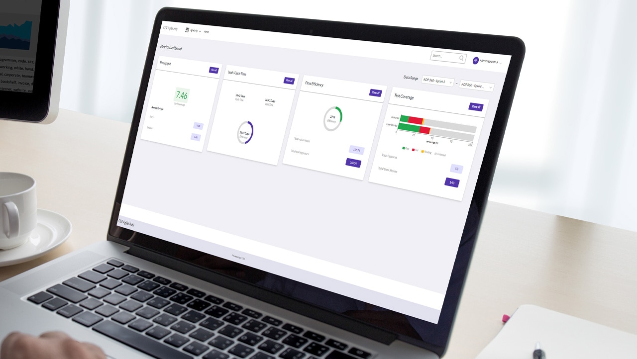 AgileUnity mock-up AgileUnity Solution shown on laptop