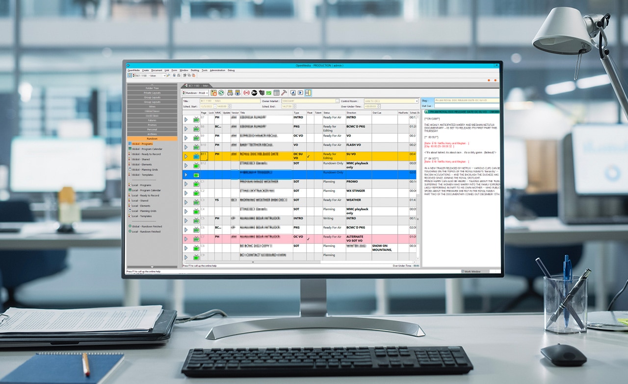 Openmedia interface shown on monitor screen