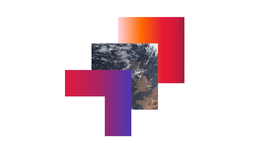 Image of the view of earth from space with a CGI branded frame