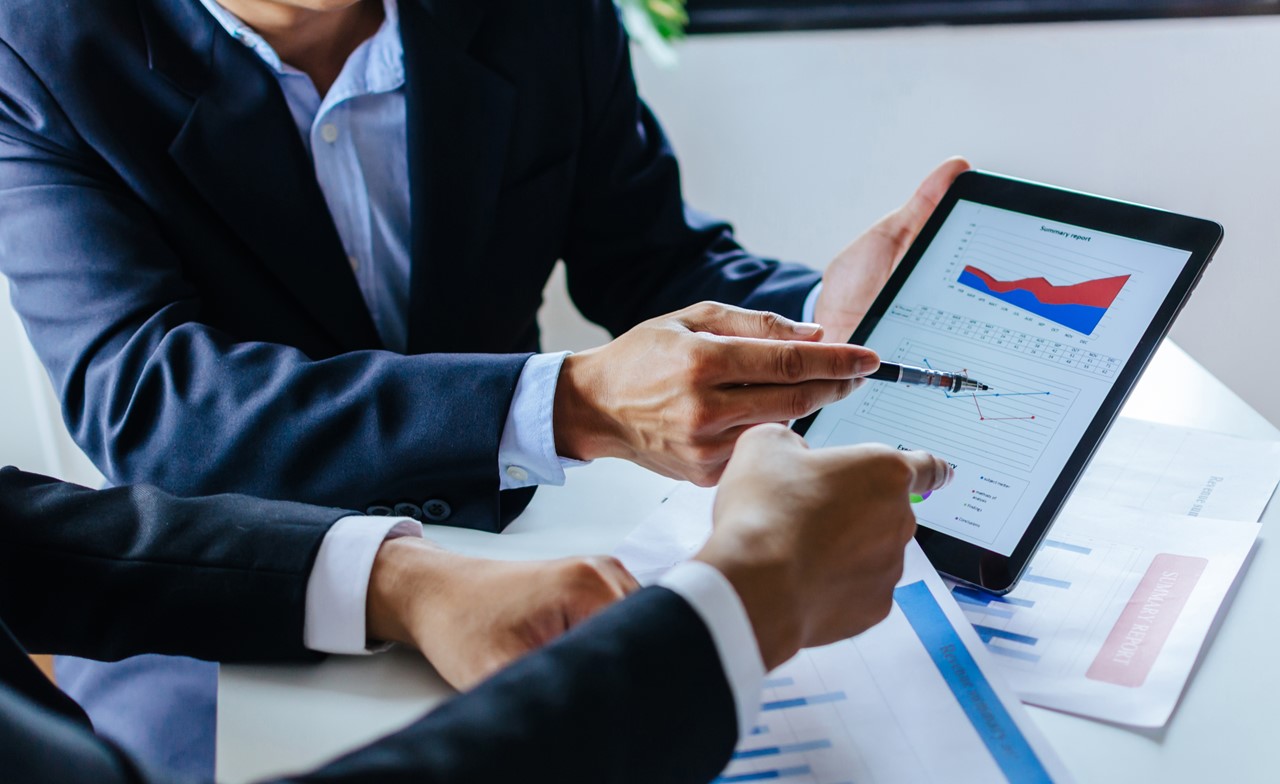 Statistics and charts on a digital tablet Statistics and charts on a digital tablet