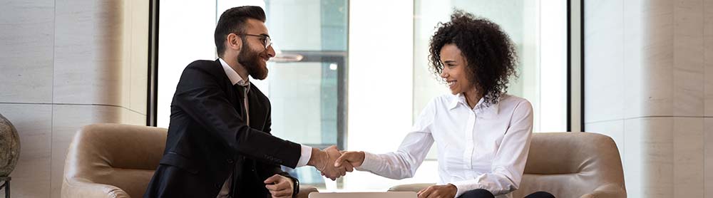 two consultants shaking hands two consultants shaking hands