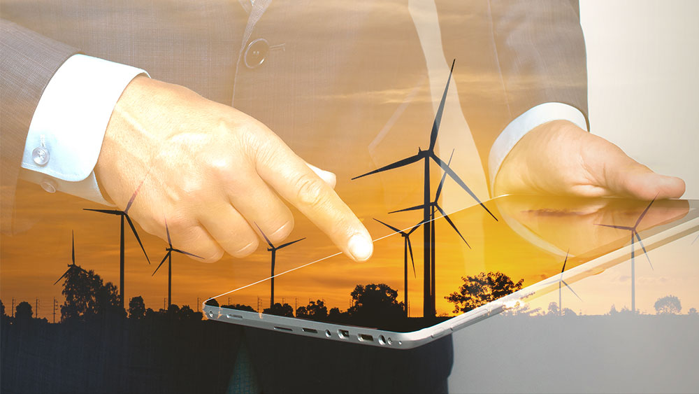 utilities holding tablet windmill