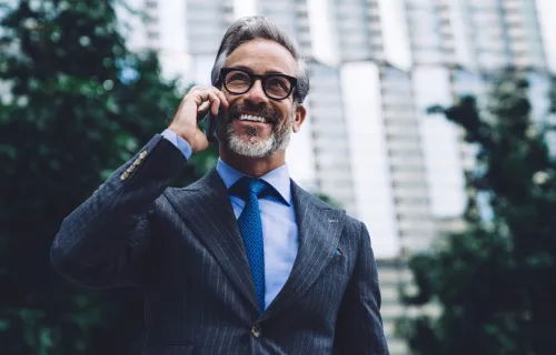 AI consultant talking on mobile phone