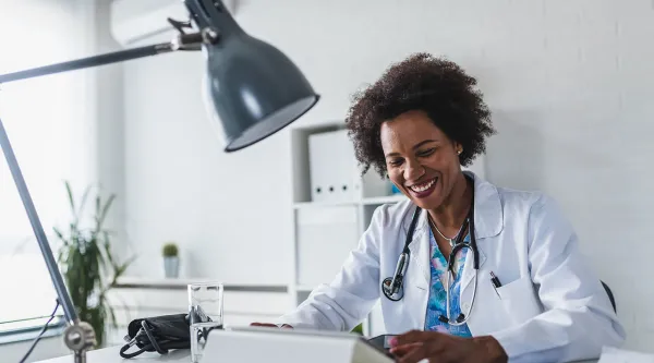 Doctor consulting during a telehealth appointment