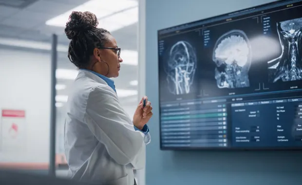 Professional analyzing medical data