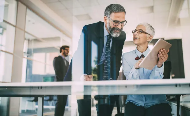 Business professionals on discussion