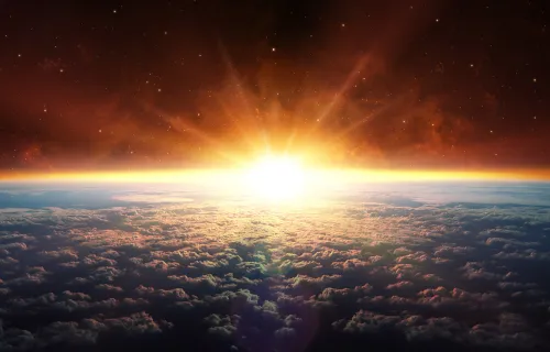 Sun rise over earth