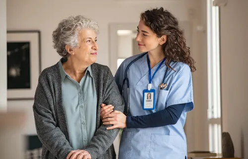 Health professional supports patient