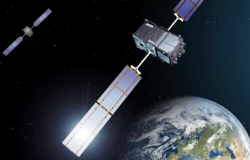 Space shuttle circulating Earth