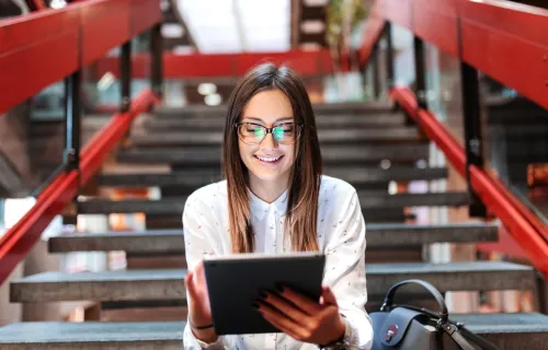 person working on tablet